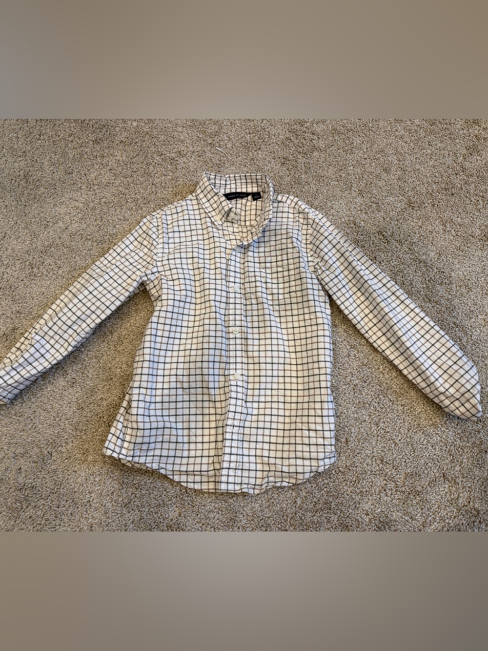 Janie and Jack White Button-Down with Black Grid